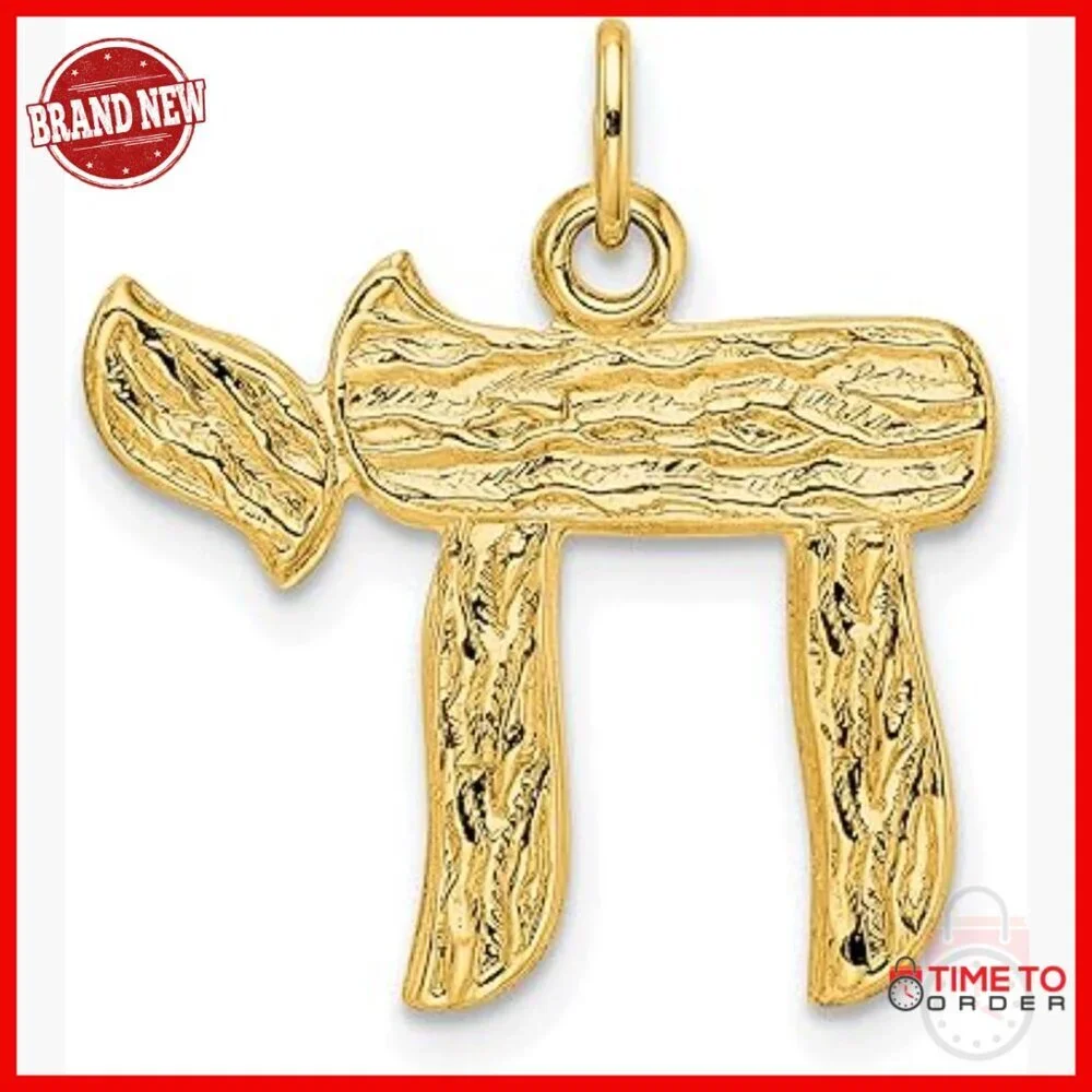 14k Yellow Gold Chai Pendant Necklace, Hebrew Symbol of Life, Faith Jewelry